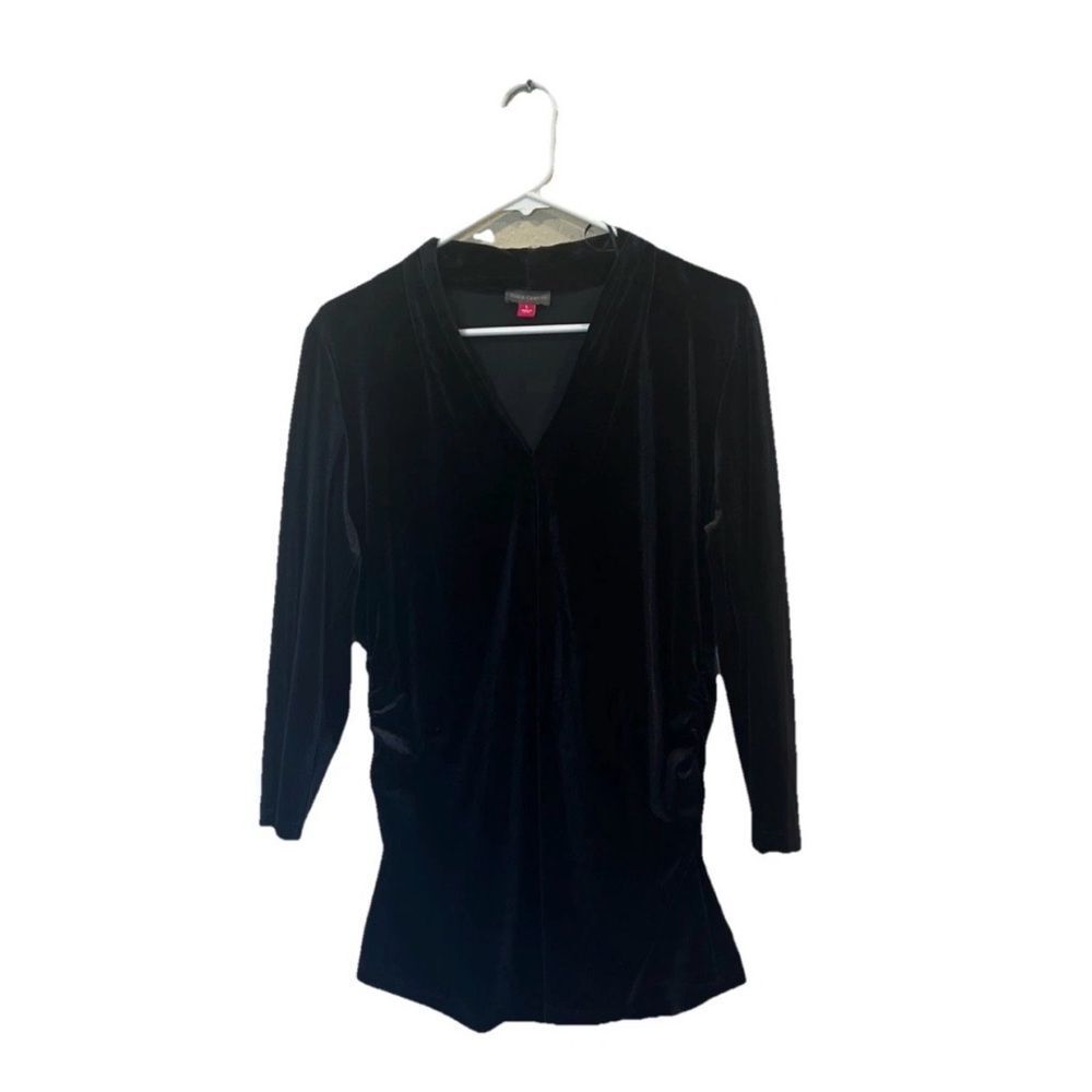 Vince Camuto Black Velvet V-Neck Top